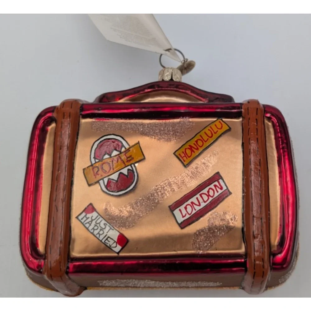 Christopher Radko Bon Voyage Suitcase Christmas Ornament with Tag & Box